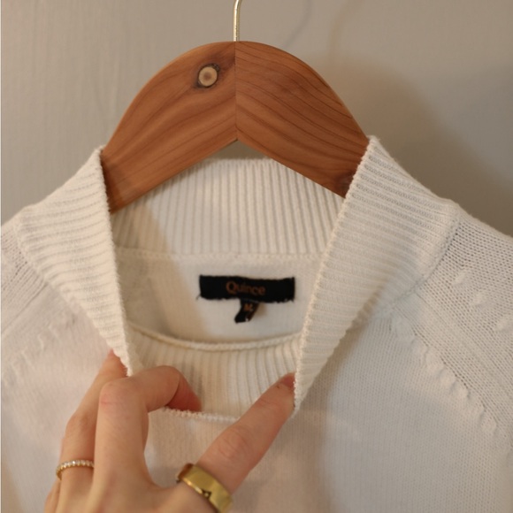 Quince 100% Organic Cotton Mock Neck Sweater Size Medium Color Ivory - Picture 4 of 5